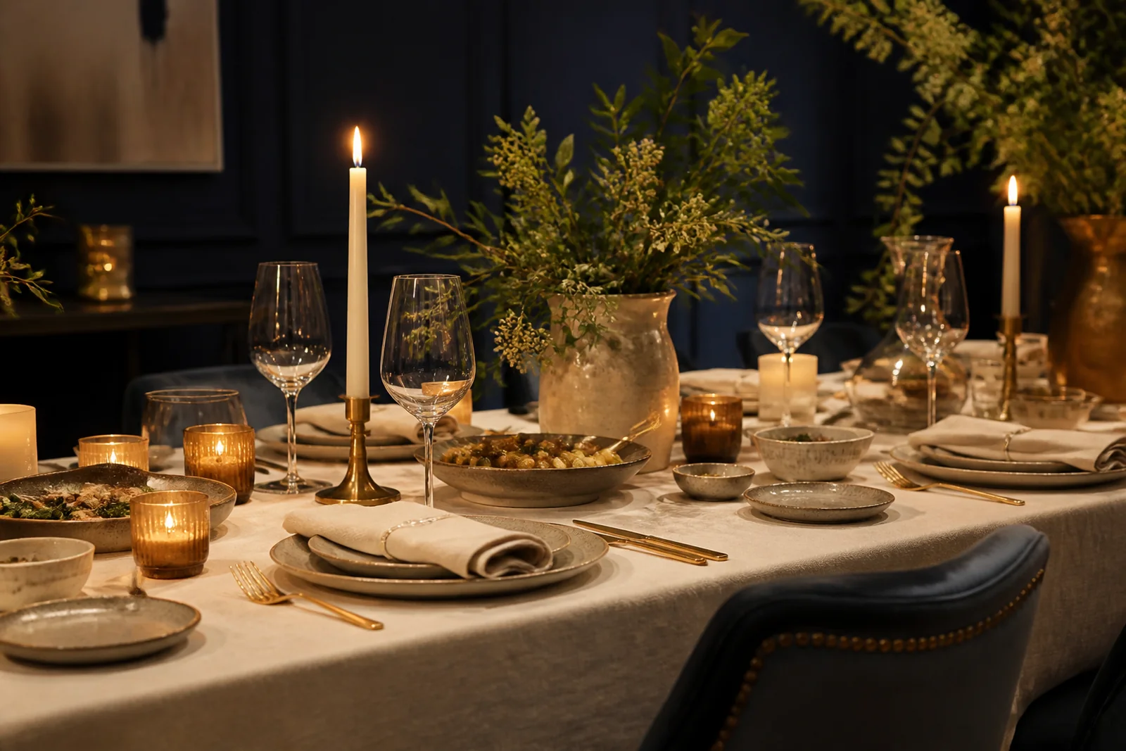 An elegant dinner table prepared for cultural hospitality